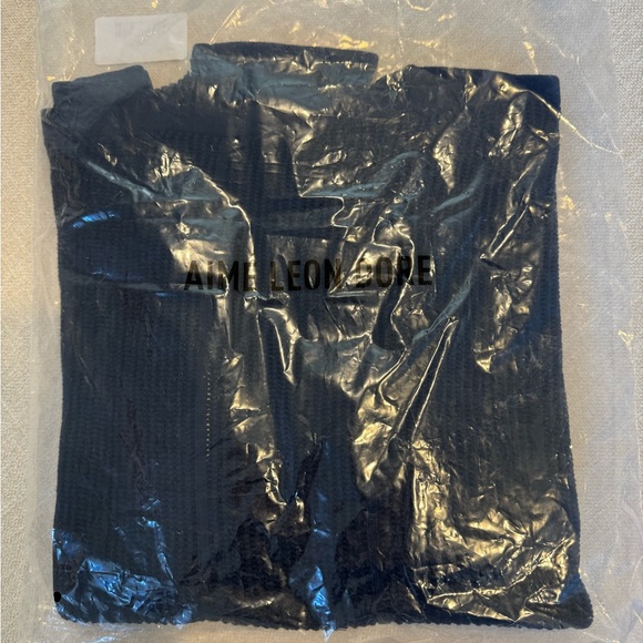 Aime Leon Dore Long Sleeve Mesh Knit Sweater Tee Navy Mens Large NWT - Picture 10 of 11